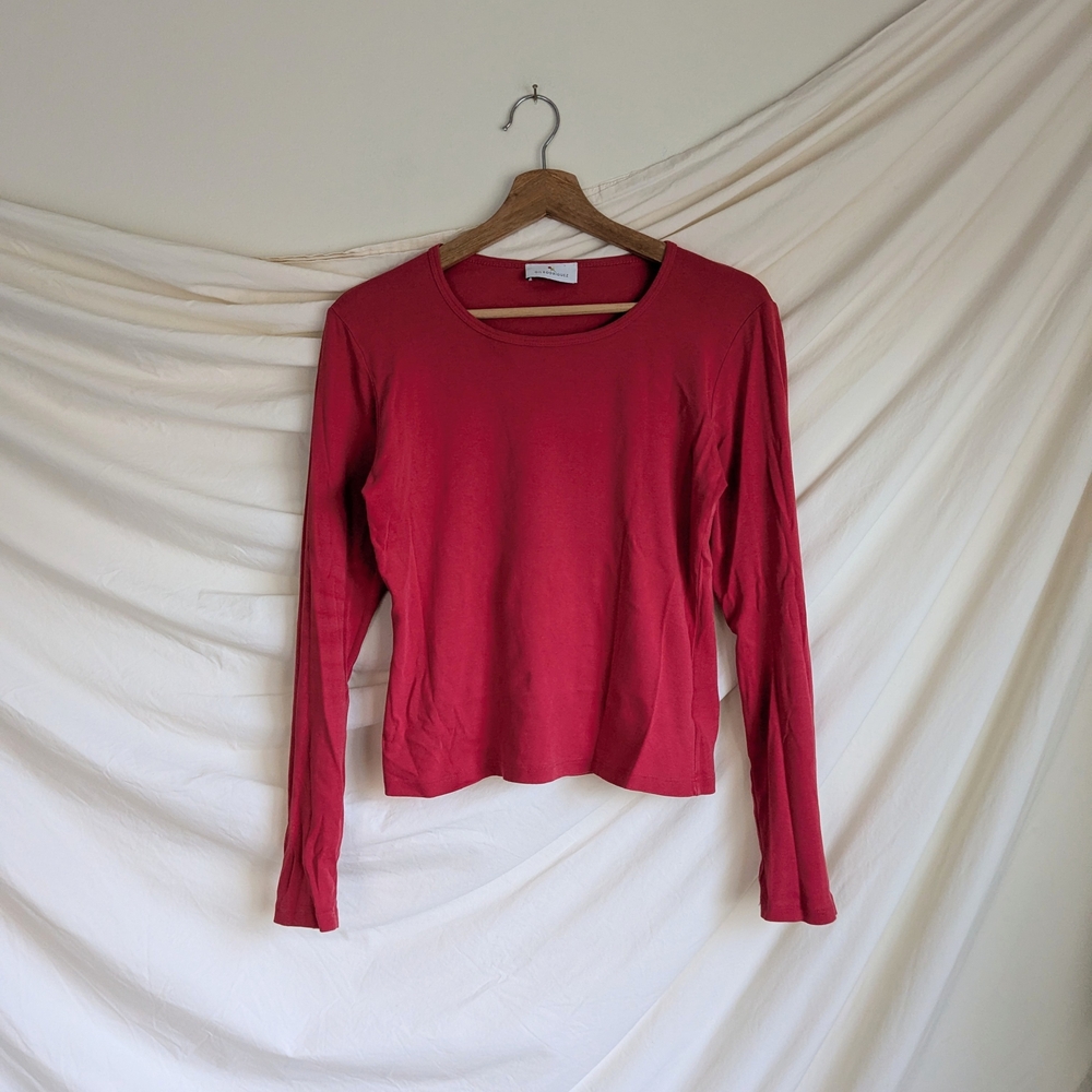Gil Rodriguez Red Cotton Long Sleeve Top L
